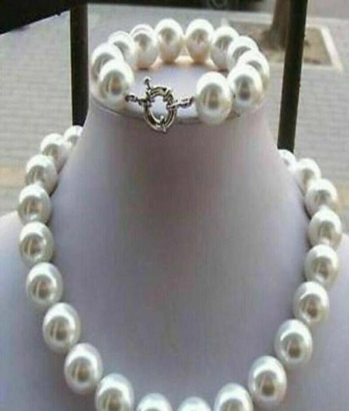 14mm white aaa south sea shell pearl round beads necklace bracelet set 180390391918311, Black
14mm white aaa south sea shell pearl round beads necklace bracelet set 180390391918311, Black
