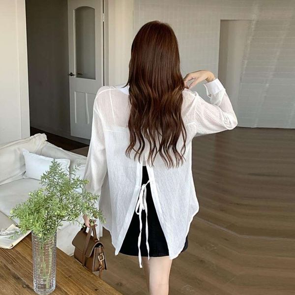 item title thin long sleeved sunblock shirt womens summer design back slit lace up, White
item title thin long sleeved sunblock shirt womens summer design back slit lace up, White