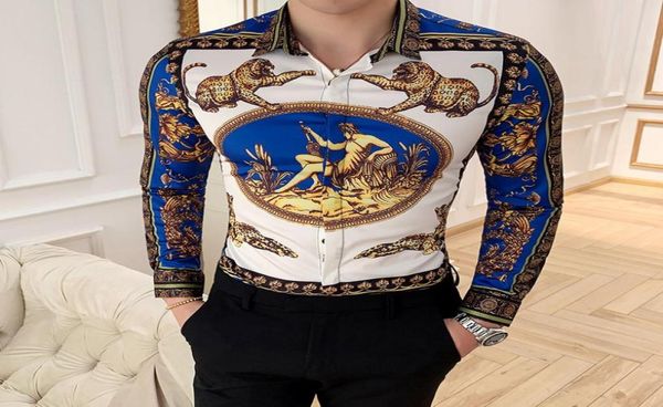 camisa masculina long sleeve shirt man four golden leopard print slim fit casual shirts summer new mens club social 628610, White;black
camisa masculina long sleeve shirt man four golden leopard print slim fit casual shirts summer new mens club social 628610, White;black