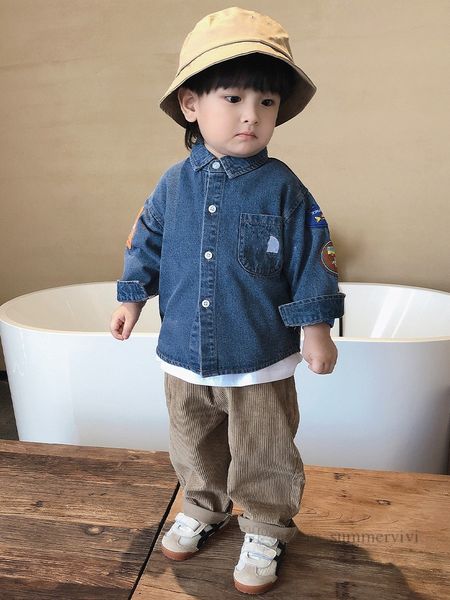 boys letter badge denim jacket kids lapel single breasted long sleeve outwear 2023 autumn children casual clothes z3465v, Blue;gray
boys letter badge denim jacket kids lapel single breasted long sleeve outwear 2023 autumn children casual clothes z3465v, Blue;gray