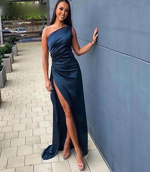 navy blue high side split prom dresses ruched one shoulder long maid of honor dress bride party evening gowns4344354, Black
navy blue high side split prom dresses ruched one shoulder long maid of honor dress bride party evening gowns4344354, Black