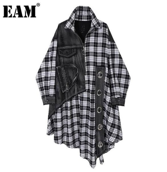 eam women black plaid denim big size shirt dress new lapel long sleeve loose fit fashion tide spring autumn 2020 lj2012022444264, White;black
eam women black plaid denim big size shirt dress new lapel long sleeve loose fit fashion tide spring autumn 2020 lj2012022444264, White;black