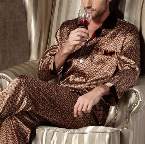 men039s sleepwear mens designer pajamas for men nightwear long sleeve sleep trousers thin ice silk set pijama5605705, Black;brown
men039s sleepwear mens designer pajamas for men nightwear long sleeve sleep trousers thin ice silk set pijama5605705, Black;brown