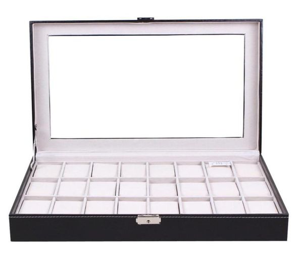 24 grids pu leather watch box black jewelry storage case organizer classical holder foam pad pillow transparent glass sh190729249x7206797, Black;blue
24 grids pu leather watch box black jewelry storage case organizer classical holder foam pad pillow transparent glass sh190729249x7206797, Black;blue