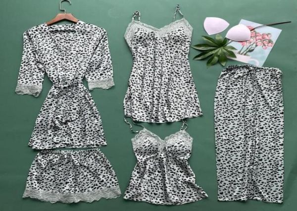 leopard 5pcs pajamas set women summer satin sleepwear thin silky soft kimono bathrobe gown lace trim sleep set home clothes l3033594, Black;red
leopard 5pcs pajamas set women summer satin sleepwear thin silky soft kimono bathrobe gown lace trim sleep set home clothes l3033594, Black;red
