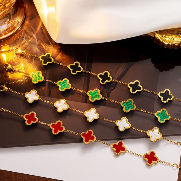2023 new korean style fashion stainless steel bracelet fine jewelry findings 18k gold plated solid color clover women charm bracelet, Silver
2023 new korean style fashion stainless steel bracelet fine jewelry findings 18k gold plated solid color clover women charm bracelet, Silver
