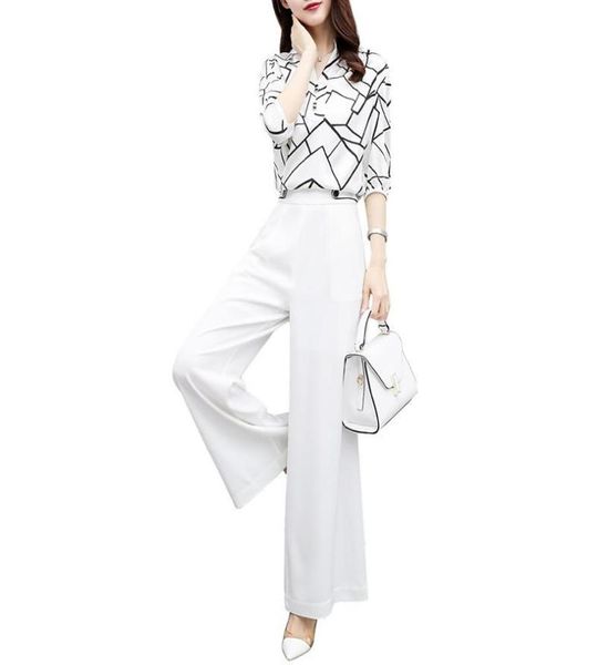 2021new women summer suits blouse shirt two piece pant set loose elegant chiffon white wide leg pant4270331, Gray
2021new women summer suits blouse shirt two piece pant set loose elegant chiffon white wide leg pant4270331, Gray