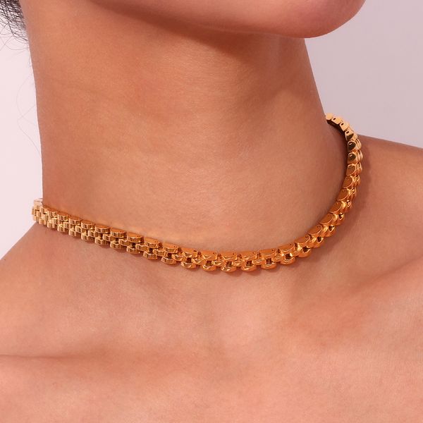 luxury 6mm watchband gold plated silver color stainless steel chain choker necklaces for women girls fashion statement necklace
luxury 6mm watchband gold plated silver color stainless steel chain choker necklaces for women girls fashion statement necklace