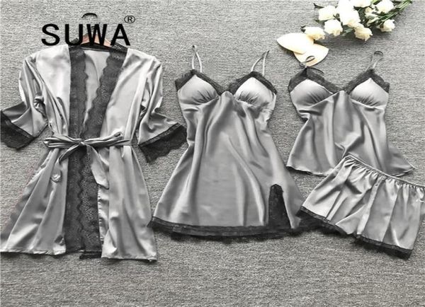whole satin lace pajamas sets womens 5pc strap pants suit sleepwear spring autumn home wear nightwear bath gown m5xl wome7695956, Gray
whole satin lace pajamas sets womens 5pc strap pants suit sleepwear spring autumn home wear nightwear bath gown m5xl wome7695956, Gray