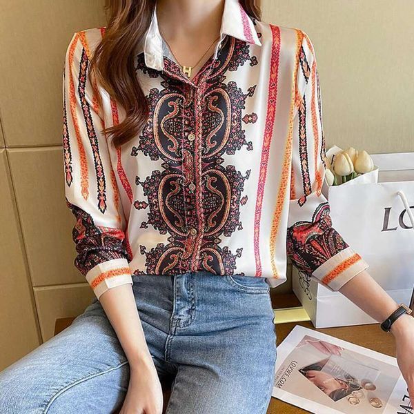 long sleeved chiffon shirt for women autumn style slim looking fashionable printed loose all matching top, White
long sleeved chiffon shirt for women autumn style slim looking fashionable printed loose all matching top, White