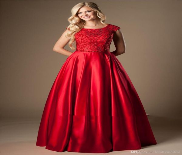 red satin long modest prom dresses 2020 with cap sleeves aline heavily beaded bodice college modest evening party gowns couture o2860946, Black
red satin long modest prom dresses 2020 with cap sleeves aline heavily beaded bodice college modest evening party gowns couture o2860946, Black