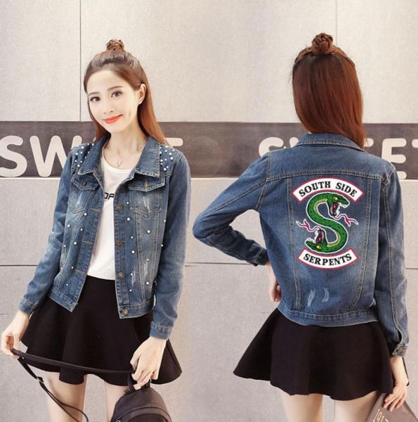 women denim jacket riverdale southside serpents jeans bomber jacket coat casual female outwear solid plus size big size 4xl 5xl2321056, Black;brown
women denim jacket riverdale southside serpents jeans bomber jacket coat casual female outwear solid plus size big size 4xl 5xl2321056, Black;brown