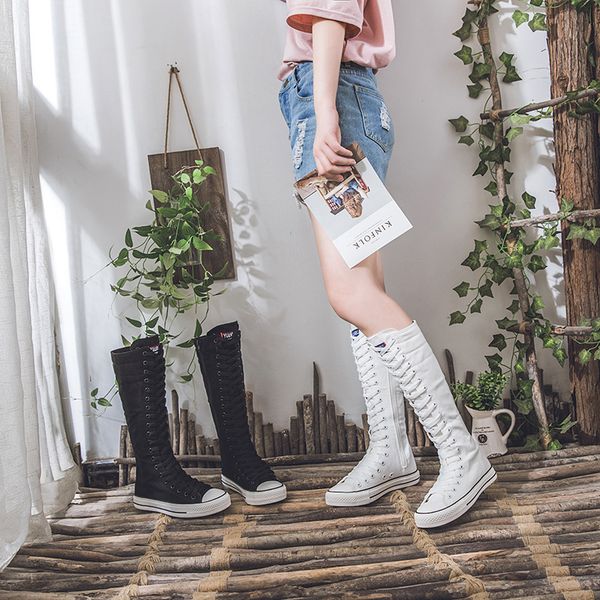 boots high women's canvas shoes knee high boots side zipper flats vulcanized shoes lace-up comfortable platform sneakers female 230809, Black
boots high women's canvas shoes knee high boots side zipper flats vulcanized shoes lace-up comfortable platform sneakers female 230809, Black