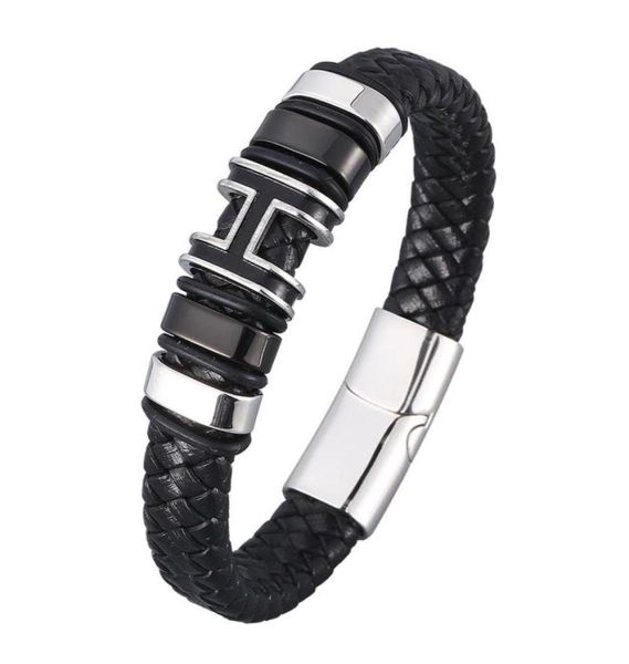 genuine braided leather bracelet for men stainless steel magnet clasp h charm woven bangle trendy male wristband jewelry sp09773178012948, Golden;silver
genuine braided leather bracelet for men stainless steel magnet clasp h charm woven bangle trendy male wristband jewelry sp09773178012948, Golden;silver