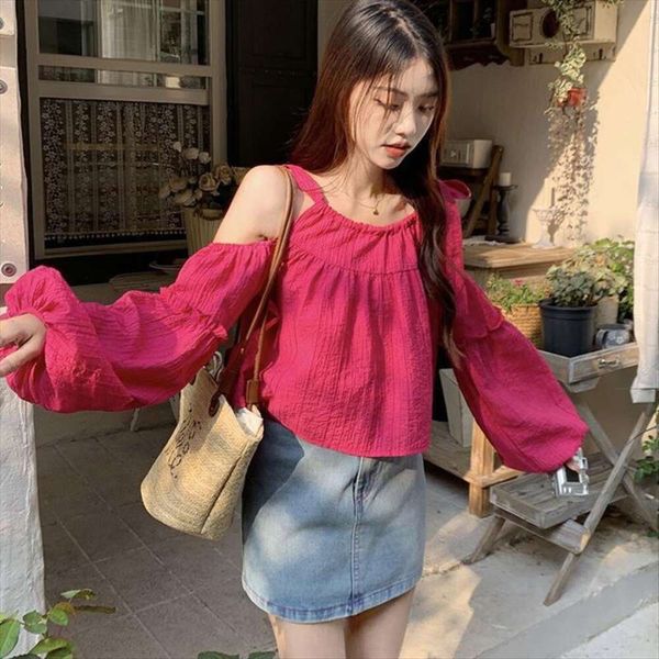 stylish strapping straight off lantern sleeves shirt for women spring summer short style chic small dopamine wear, White
stylish strapping straight off lantern sleeves shirt for women spring summer short style chic small dopamine wear, White
