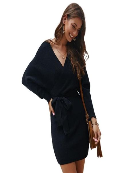2021 designer womens dresses women batwing long sleeve vneck backless solid belted wrap sweater dress8967132, Black;gray
2021 designer womens dresses women batwing long sleeve vneck backless solid belted wrap sweater dress8967132, Black;gray