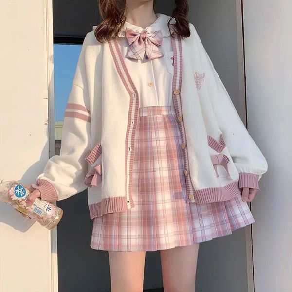 women's knits tees winter japanese kawaii fashion pink cardigan women harajuku knitted sweater cute bow heart korean college style jk u, White
women's knits tees winter japanese kawaii fashion pink cardigan women harajuku knitted sweater cute bow heart korean college style jk u, White