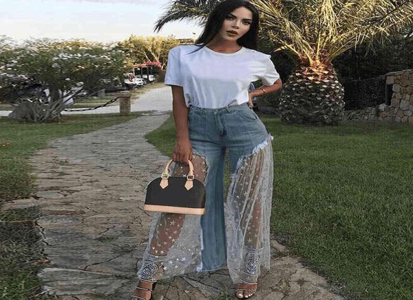 women wide leg sheer mesh star print splice denim high waist casual loose pants jeans fashion party trousers2534965, Blue
women wide leg sheer mesh star print splice denim high waist casual loose pants jeans fashion party trousers2534965, Blue