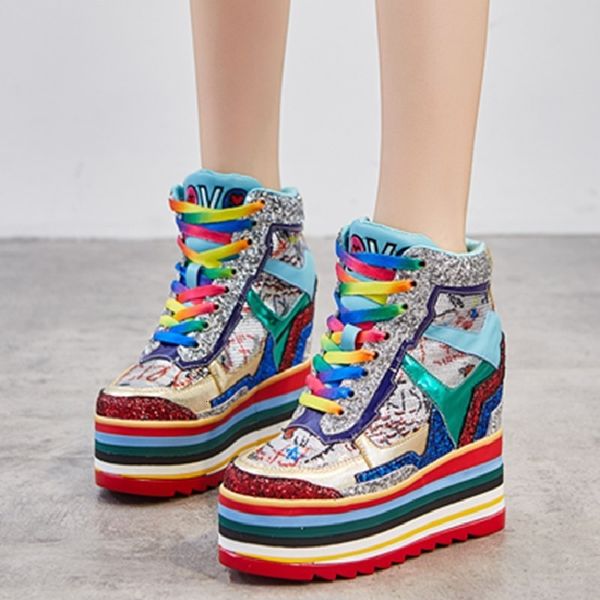 boots spring autumn height increasing platform crystal bling sequin rainbow colorful genuine leather women ankle wedges short 230810, Black
boots spring autumn height increasing platform crystal bling sequin rainbow colorful genuine leather women ankle wedges short 230810, Black