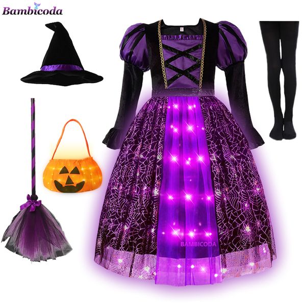 special occasions sparkly witch halloween costumes for girls led light up purple long dress kids carnival cosplay outfit with broom hat 2308, Blue
special occasions sparkly witch halloween costumes for girls led light up purple long dress kids carnival cosplay outfit with broom hat 2308, Blue