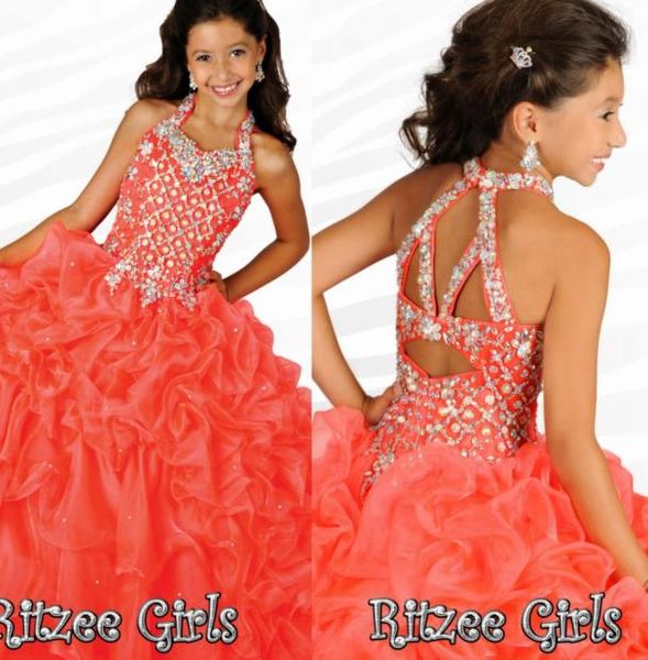 2019 new pageant dresses for little girl halter beads crystal ball gown ruffles organza custom orange princess flower girl child f7483587, White;red
2019 new pageant dresses for little girl halter beads crystal ball gown ruffles organza custom orange princess flower girl child f7483587, White;red