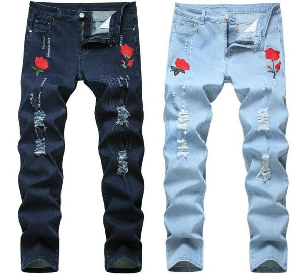 men039s jeans rose embroidered for men designer fashion skinny pencil pants holes blue denim spring autumn5751403
men039s jeans rose embroidered for men designer fashion skinny pencil pants holes blue denim spring autumn5751403