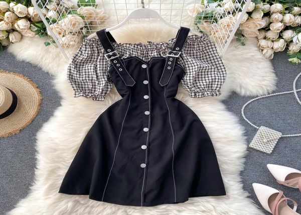 2021singrain women plaid strap dress korean slash neck off shoulder button puff sleeve dress summer patchwork a line sundress8404584, Black;gray
2021singrain women plaid strap dress korean slash neck off shoulder button puff sleeve dress summer patchwork a line sundress8404584, Black;gray