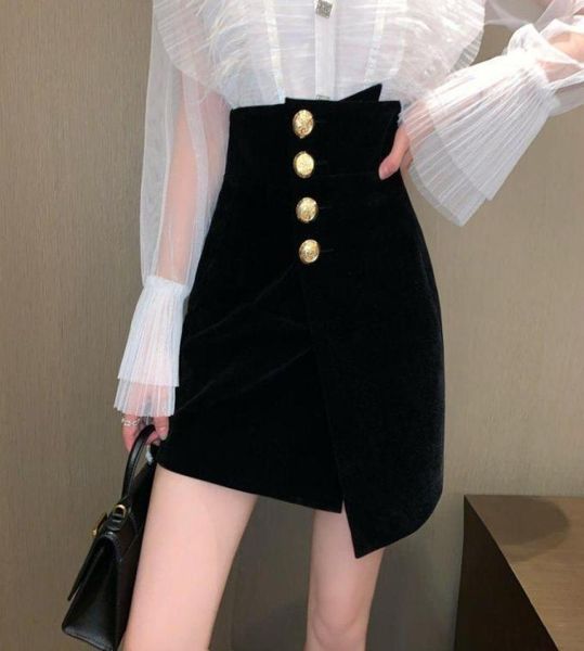 2021 new autumn winter high waist golden velvet mini skirt women korean irregular single breasted chic short aline skirts y1094361746, Black
2021 new autumn winter high waist golden velvet mini skirt women korean irregular single breasted chic short aline skirts y1094361746, Black