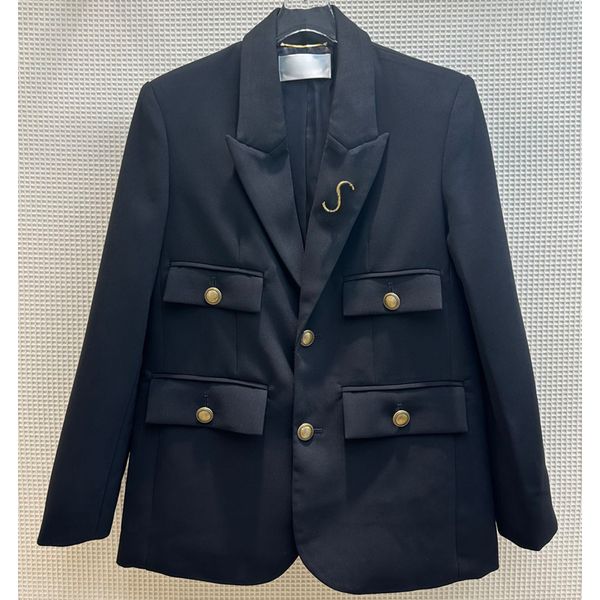 8.10 fashion vintage single breasted with letter brooch casual women's blazers, White;black
8.10 fashion vintage single breasted with letter brooch casual women's blazers, White;black
