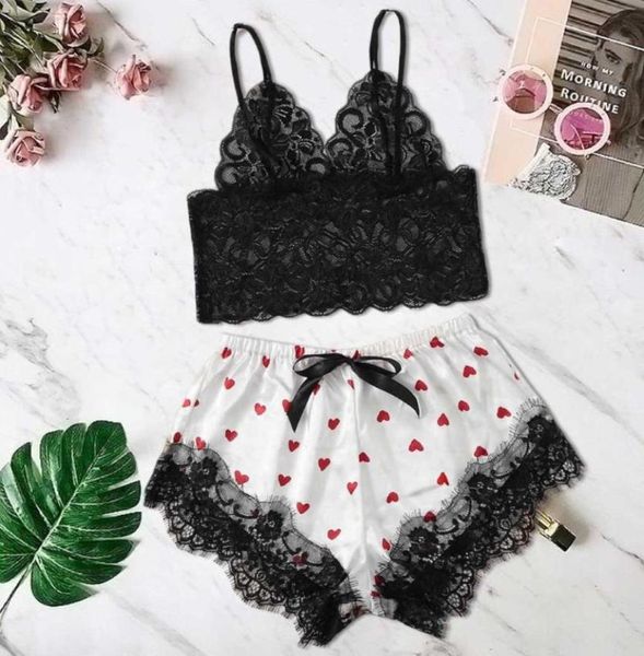 women satin lace silk print camisole shorts bow set sleepwear pajamas lingerie9520128, Black;red
women satin lace silk print camisole shorts bow set sleepwear pajamas lingerie9520128, Black;red