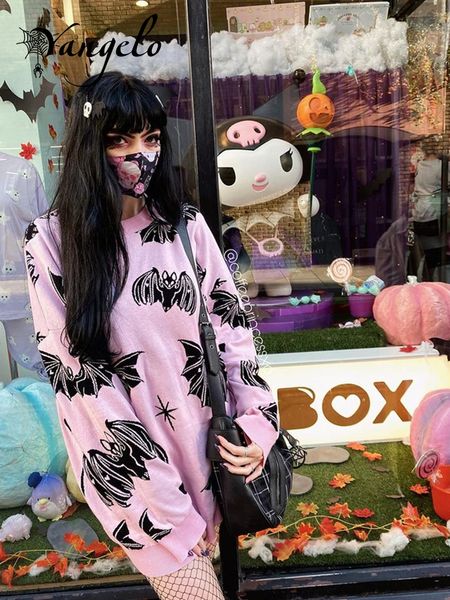 women's sweaters yangelo y2k gothic bat print pink sweater fairy grunge fashion winter crewneck pullover harajuku long sleeve 230809, White;black
women's sweaters yangelo y2k gothic bat print pink sweater fairy grunge fashion winter crewneck pullover harajuku long sleeve 230809, White;black