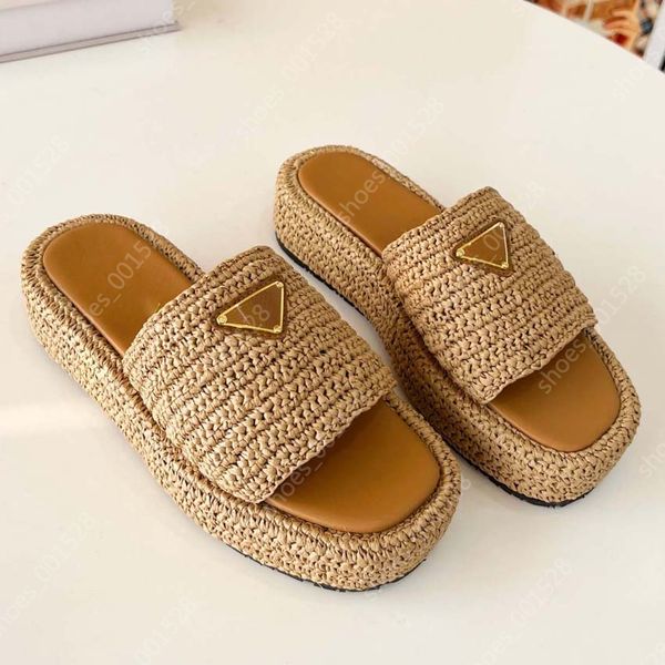 women slippers natural raffia flatform designer sandals triangle gold buckle straw braid slides famous brand thick sole shoes pool women, Black
women slippers natural raffia flatform designer sandals triangle gold buckle straw braid slides famous brand thick sole shoes pool women, Black