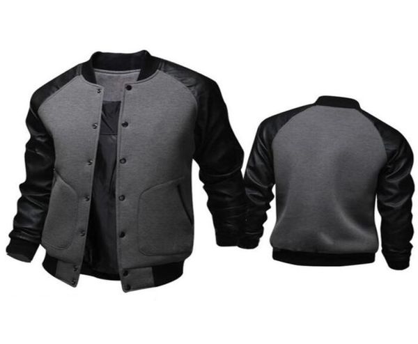 fashion black jacket spring mens single breasted pu leather patchwork baseball jacket brand gray jackets 8576490, Black;brown
fashion black jacket spring mens single breasted pu leather patchwork baseball jacket brand gray jackets 8576490, Black;brown