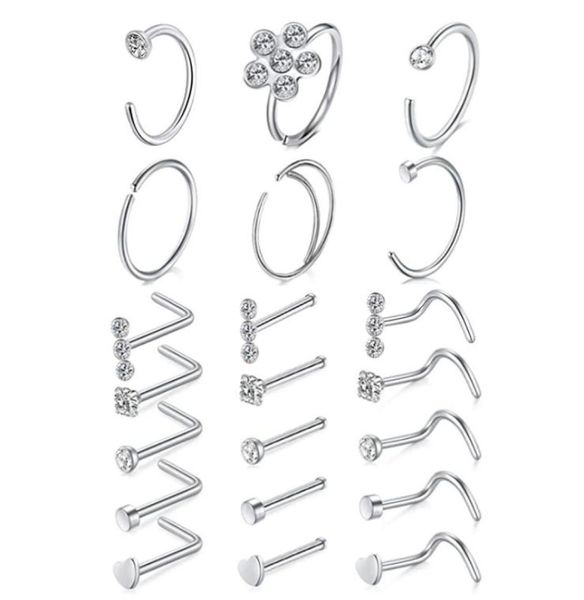 nose rings hoop l shape studs stainless steel screw bone flat diamond opal heart high nostril piercing jewelry for women men3586564, Silver
nose rings hoop l shape studs stainless steel screw bone flat diamond opal heart high nostril piercing jewelry for women men3586564, Silver