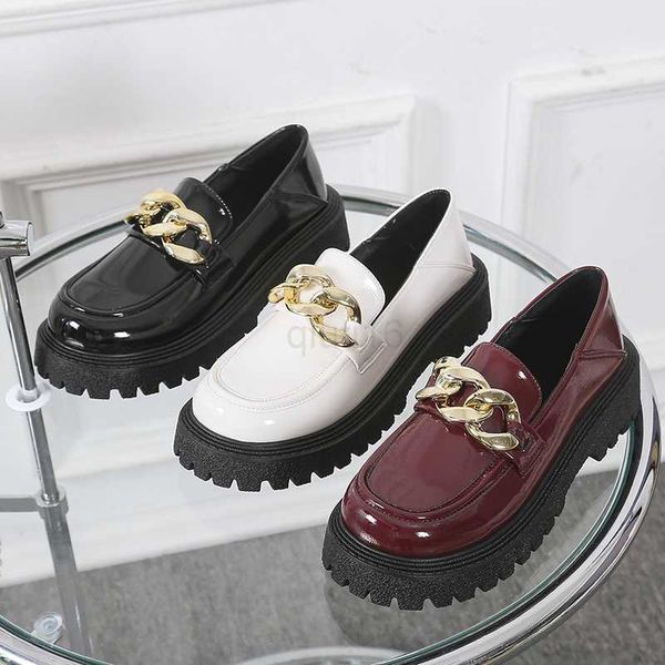 dress shoes patent leather chunky loafers women platform shoes round toe ladies flats metal chain slip, Black
dress shoes patent leather chunky loafers women platform shoes round toe ladies flats metal chain slip, Black