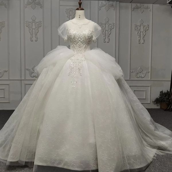 romantic o-neck ball gown wedding dresses 2023 luxury beads crystal lace short sleeve tull princess bridal gown, White
romantic o-neck ball gown wedding dresses 2023 luxury beads crystal lace short sleeve tull princess bridal gown, White