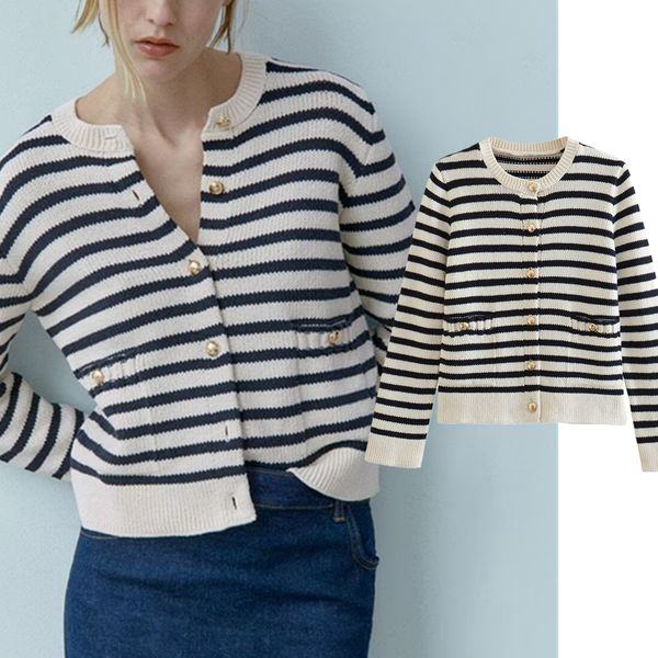 women's knits tees maxdutti french coat women fashion office ladies single breasted knit cardigan retro casual striped jacket 230809, White
women's knits tees maxdutti french coat women fashion office ladies single breasted knit cardigan retro casual striped jacket 230809, White