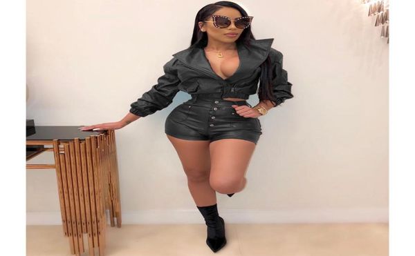 women tracksuits pu leather two pieces set long sleeve short pants faux fake leather outdoor wear t2008253393725, Gray
women tracksuits pu leather two pieces set long sleeve short pants faux fake leather outdoor wear t2008253393725, Gray