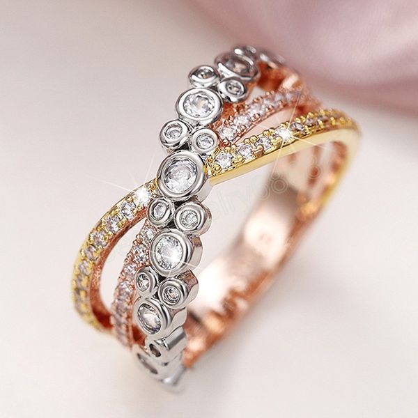 luxury three-tone design women's wedding rings inlaid bling white cz fancy cross finger rings special-interested jewelry, Silver
luxury three-tone design women's wedding rings inlaid bling white cz fancy cross finger rings special-interested jewelry, Silver