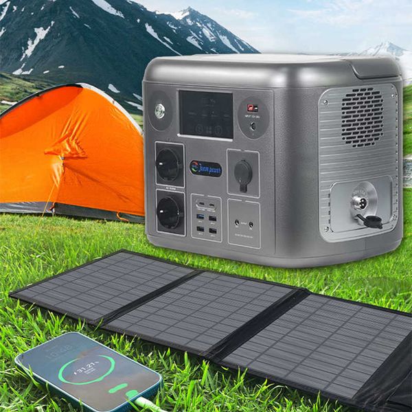 Image of 1500W Portable Power Station Camping LiFePO4 Battery 1280Wh AC Outlets Solar Generator For Home RV Outdoor