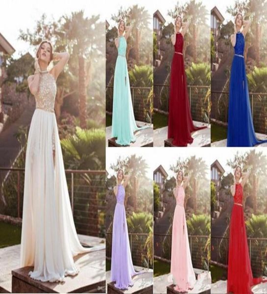 2018 halter lace bodice aline prom dresses sleeveless backless eight colors beading split party evening gowns in stock63077400, Black
2018 halter lace bodice aline prom dresses sleeveless backless eight colors beading split party evening gowns in stock63077400, Black