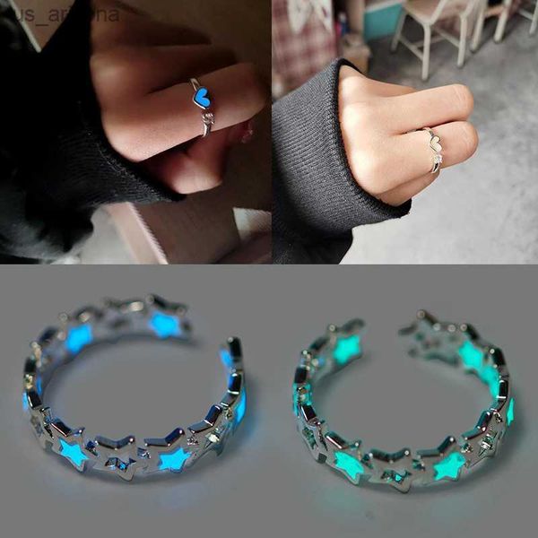 fashion blue hollow star heart luminous ring for women men silver color glow in dark adjustable finger ring party jewelry gifts l230620
fashion blue hollow star heart luminous ring for women men silver color glow in dark adjustable finger ring party jewelry gifts l230620