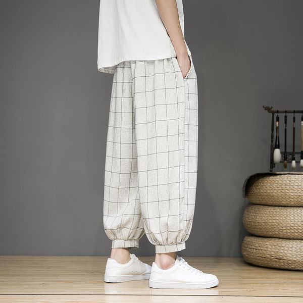 mens pants mrgb cotton hemp drawstring harem baggy chinese style trend checker casual pant male summer streetwear 230809, Black
mens pants mrgb cotton hemp drawstring harem baggy chinese style trend checker casual pant male summer streetwear 230809, Black