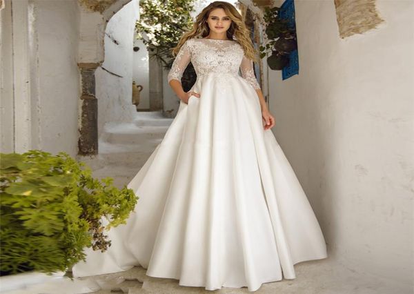 lace quarter sleeves aline wedding dresses simple court train long bridal gowns modest robe de mariee custom plus size1085189, White
lace quarter sleeves aline wedding dresses simple court train long bridal gowns modest robe de mariee custom plus size1085189, White
