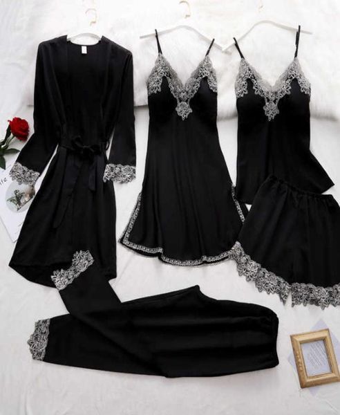women039s imitation silk multicolor lace edge charm temptation home clothes five piece set1147901, Black;red
women039s imitation silk multicolor lace edge charm temptation home clothes five piece set1147901, Black;red