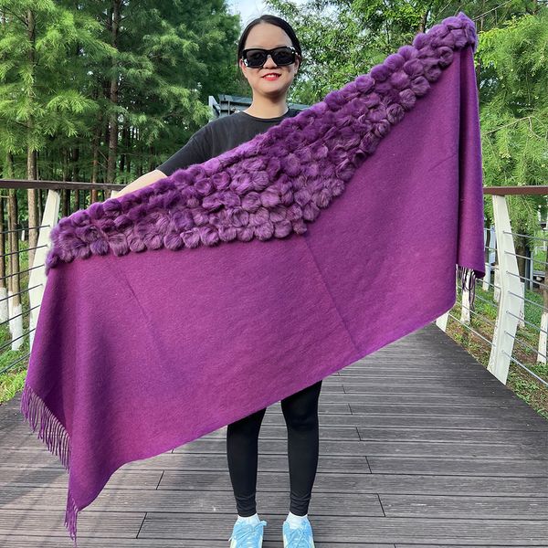 scarves autumn winter cashmere wool pashmina scarf muffler woman luxury wool shawl with real rabbit fur pompoms 230810, Blue;gray
scarves autumn winter cashmere wool pashmina scarf muffler woman luxury wool shawl with real rabbit fur pompoms 230810, Blue;gray