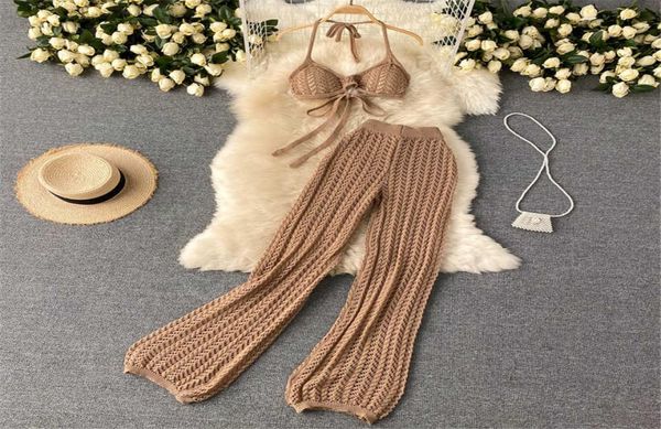 women beach two pieces sets summer bikini bandage loose casual pants suits hollow knitted outfits female clothes 2021 y09273167, Gray
women beach two pieces sets summer bikini bandage loose casual pants suits hollow knitted outfits female clothes 2021 y09273167, Gray
