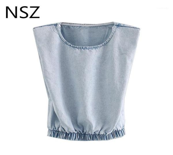 nsz women oversize denim crop blouse with pad jeans cropped shirt sleeveless summer tank party blusa camisa17694543, White 
nsz women oversize denim crop blouse with pad jeans cropped shirt sleeveless summer tank party blusa camisa17694543, White