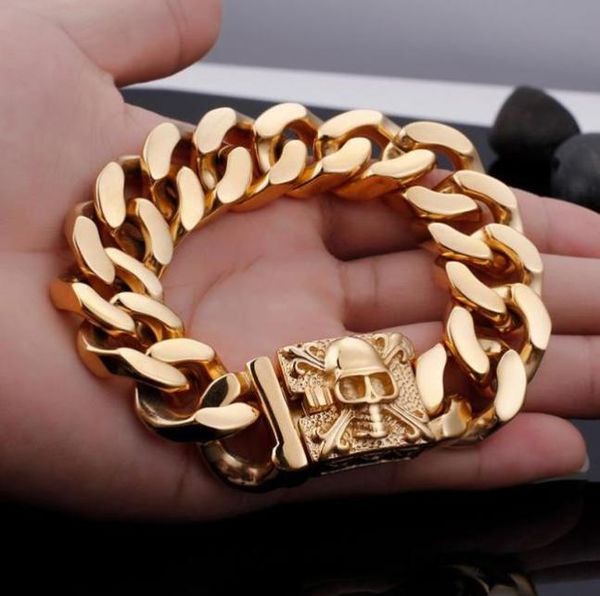 xmas gifts dignified 316l stainless steel mens chain bracelet jewelry 158g huge heavy cuban curb linkskull skeleton bangle 23mm 918300652, Black
xmas gifts dignified 316l stainless steel mens chain bracelet jewelry 158g huge heavy cuban curb linkskull skeleton bangle 23mm 918300652, Black
