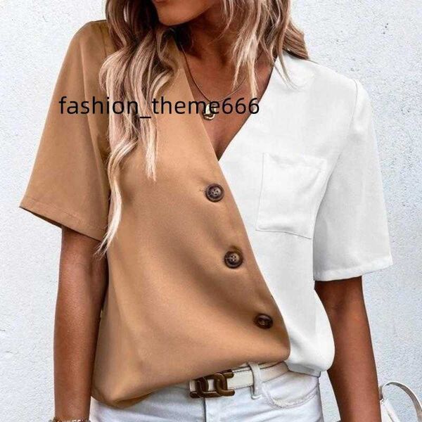 women's blouses fashion summer 2023 elegant short sleeve chiffon shirt casual v-neck women's blouse contrast color loose lady, White
women's blouses fashion summer 2023 elegant short sleeve chiffon shirt casual v-neck women's blouse contrast color loose lady, White